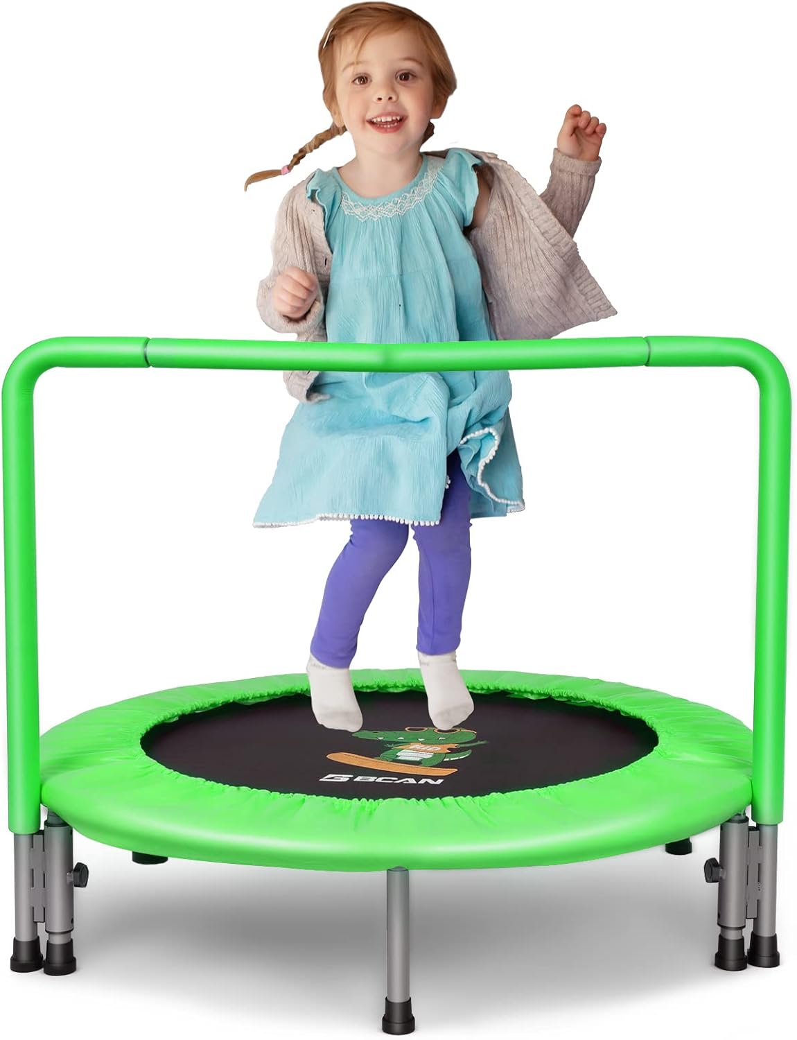 36'' Mini Folding Toddler Trampoline with Handle and Safety Padded Cover D2677