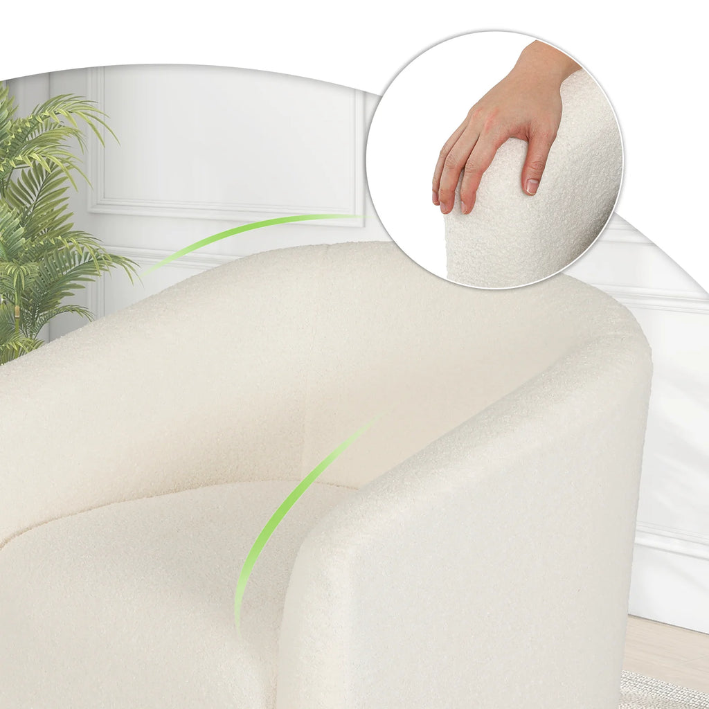 Cream Sherpa Upholstered Barrel Accent Chair M5755