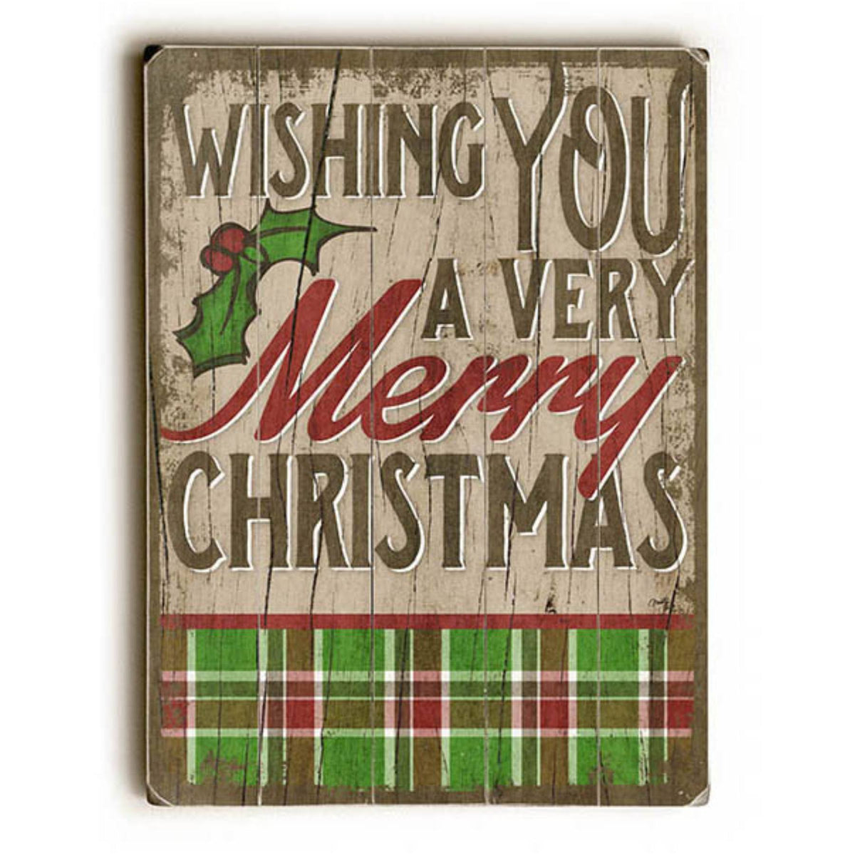 Decorative Wood Sign Very Merry Christmas, 18 inch x 24 inch, Planked Wood R57864