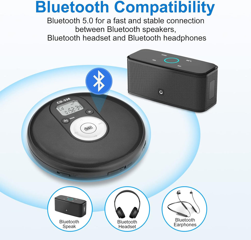 Portable Bluetooth CD Player with Anti-Skip Protection Q25332
