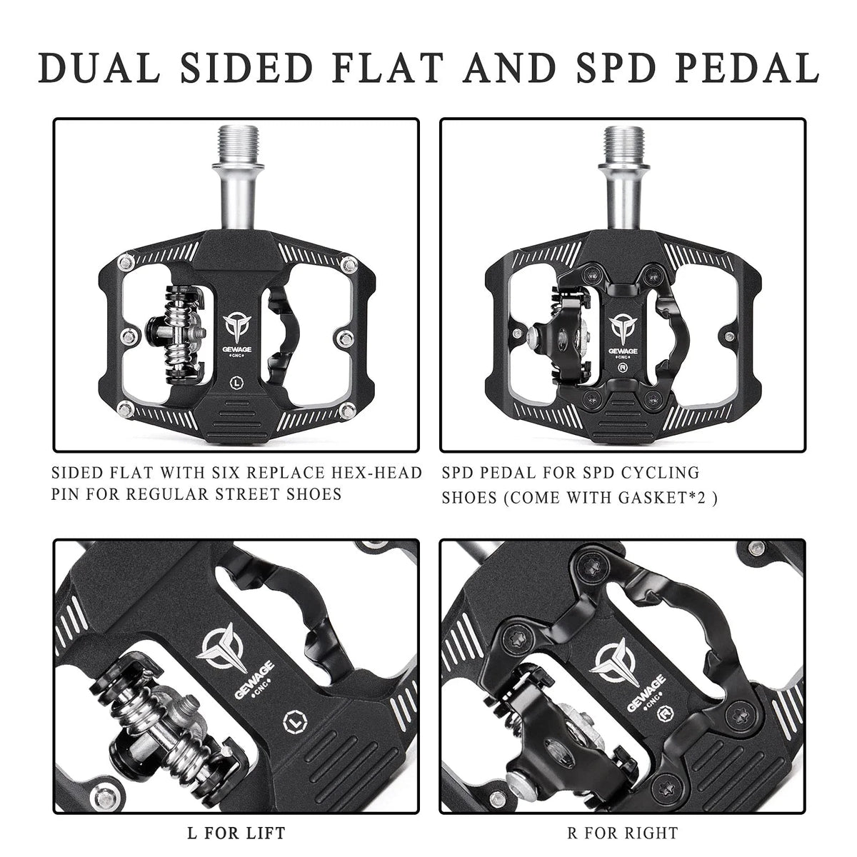 Dual Sided Bike Pedals with 3 Sealed Bearings Y57179