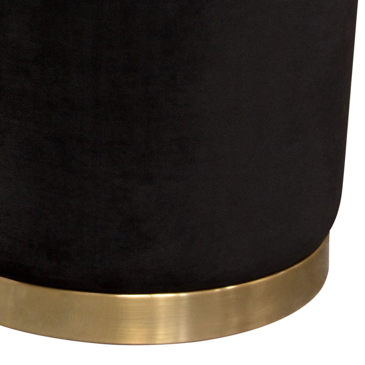 Black Velvet Round Accent Ottoman P9177