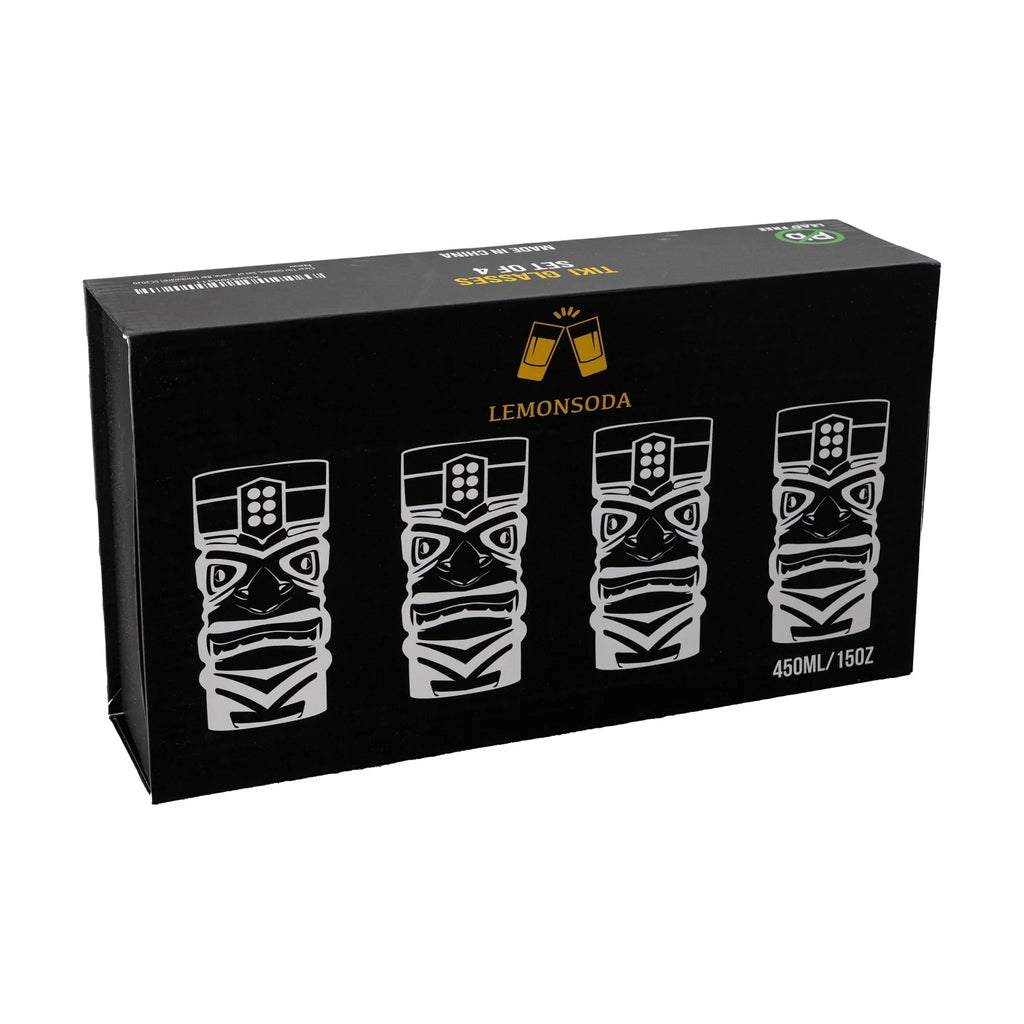 Clear Tiki Glasses, Set of 4, 450 ML O413246