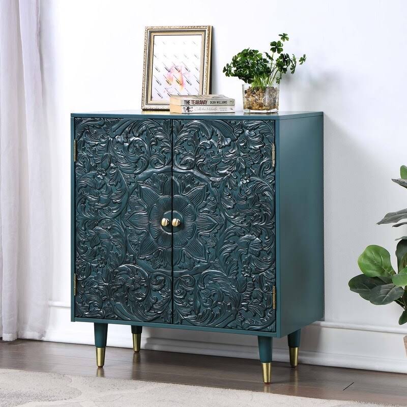 Solid Wood 2-Door Accent Cabinet Storage Shelf S273