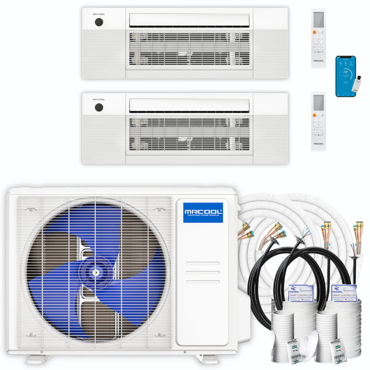 30,000 BTU 2 Zone Ceiling Cassette Ductless Air Conditioner and Heat Pump A7739