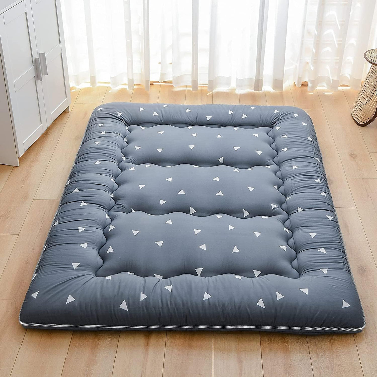 Japanese Floor Mattress Foldable Roll Up with Washable Cover O553390