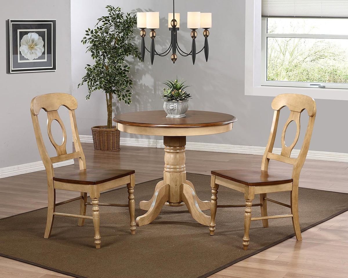 Distressed Two Tone Round Pedestal Dining Table R27873