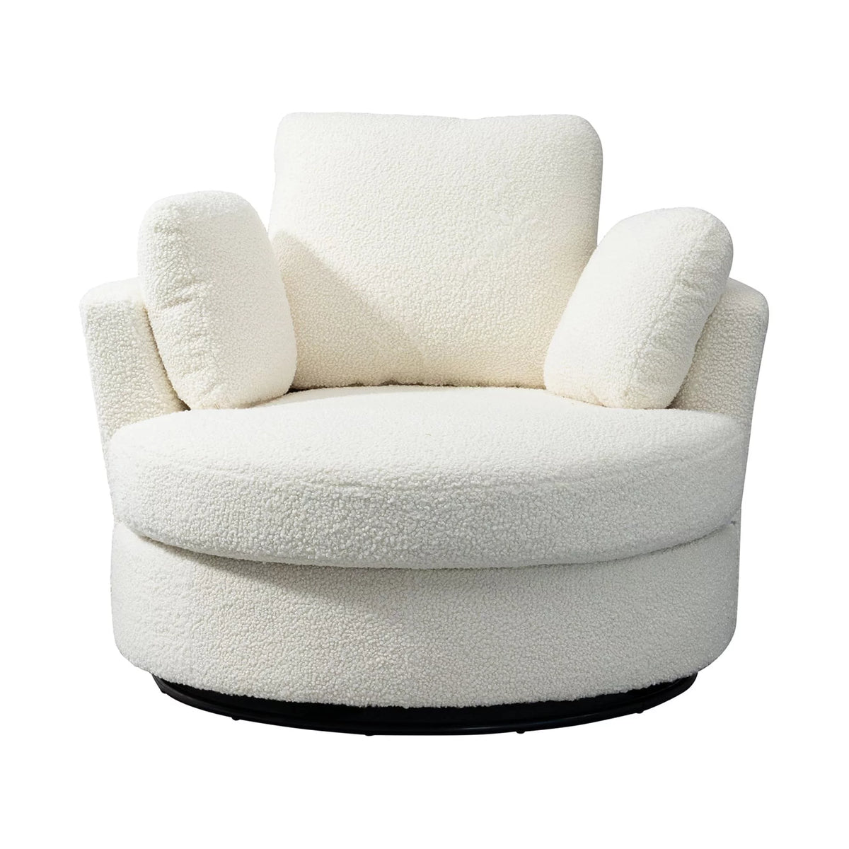 Ivory Boucle Oversized Swivel Accent Barrel Chair R126269