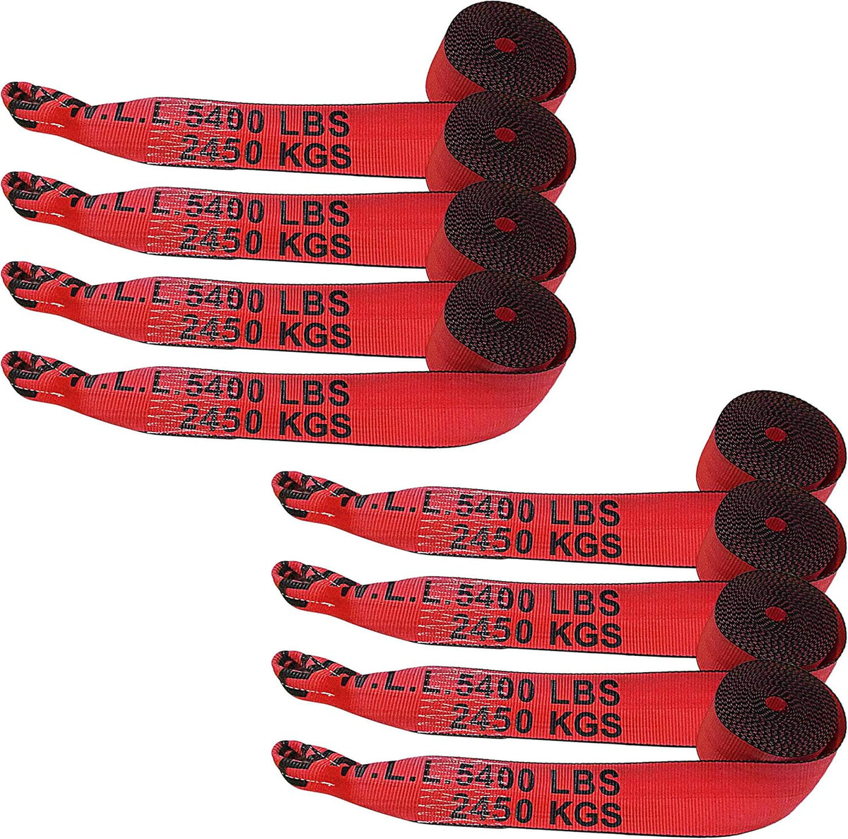 4 Pack Red Heavy Duty Winch Strap Tie Down Q135
