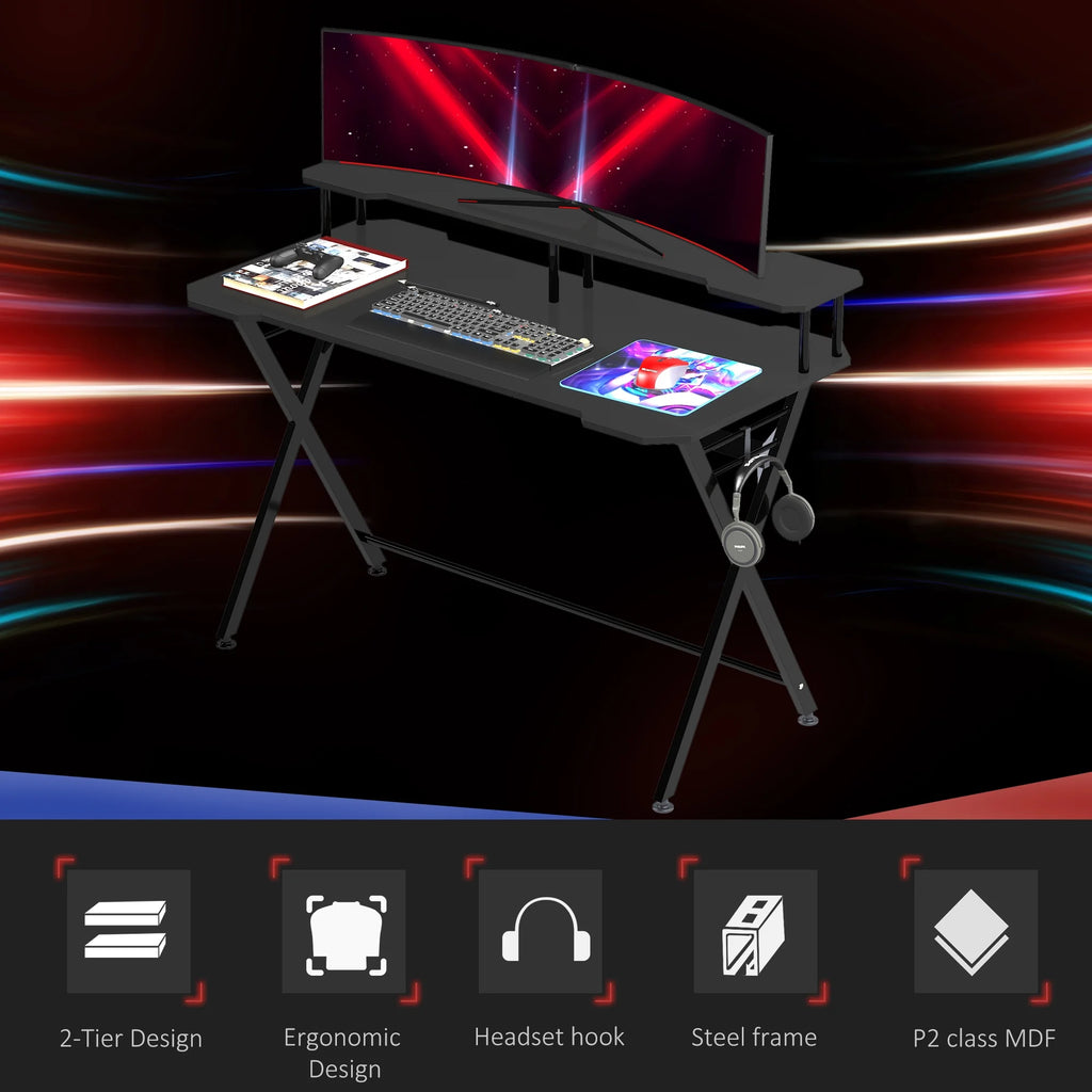 55 inch Black Gaming Desk with Monitor Stand W573813
