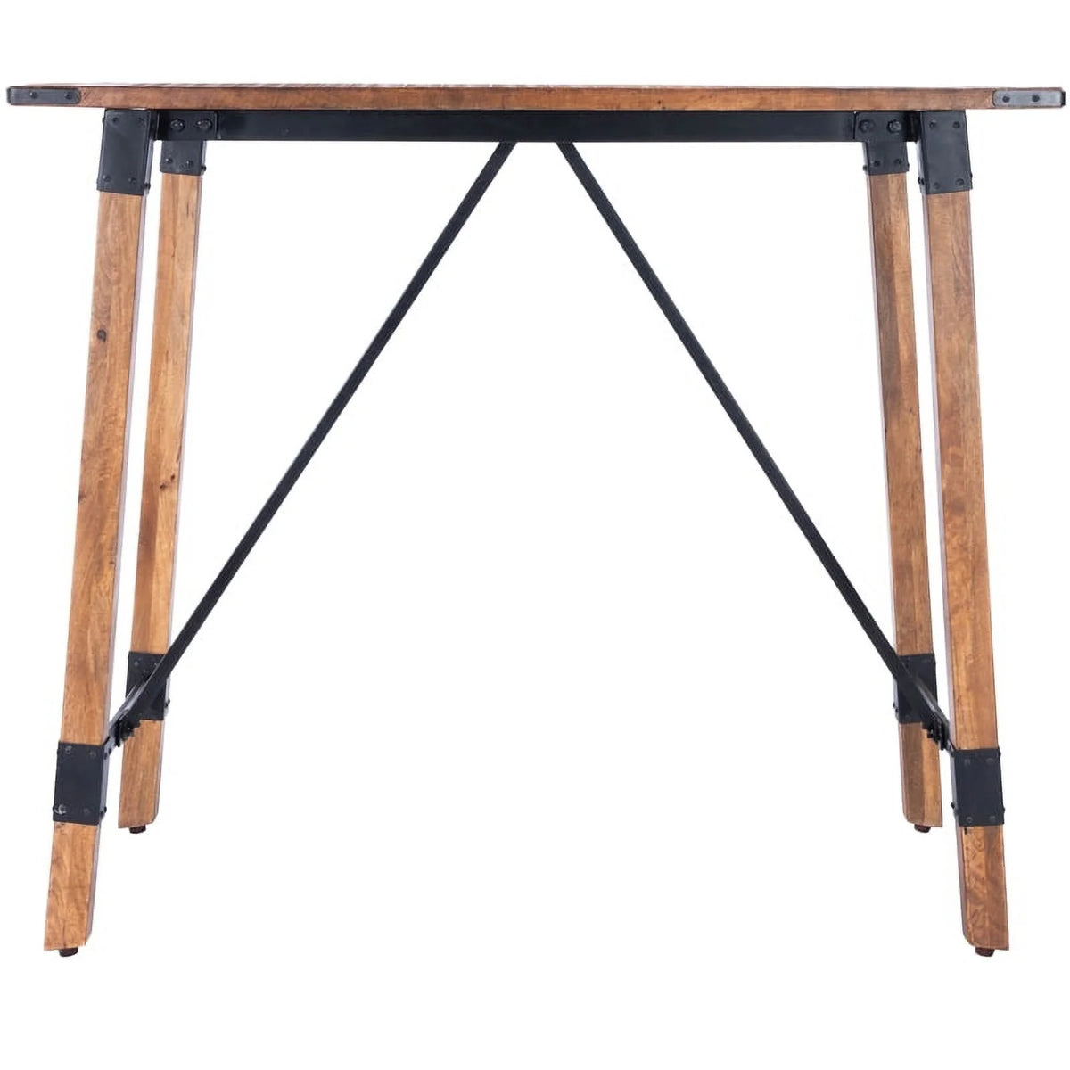 Industrial Wood and Metal Pub Table in Beige D80589