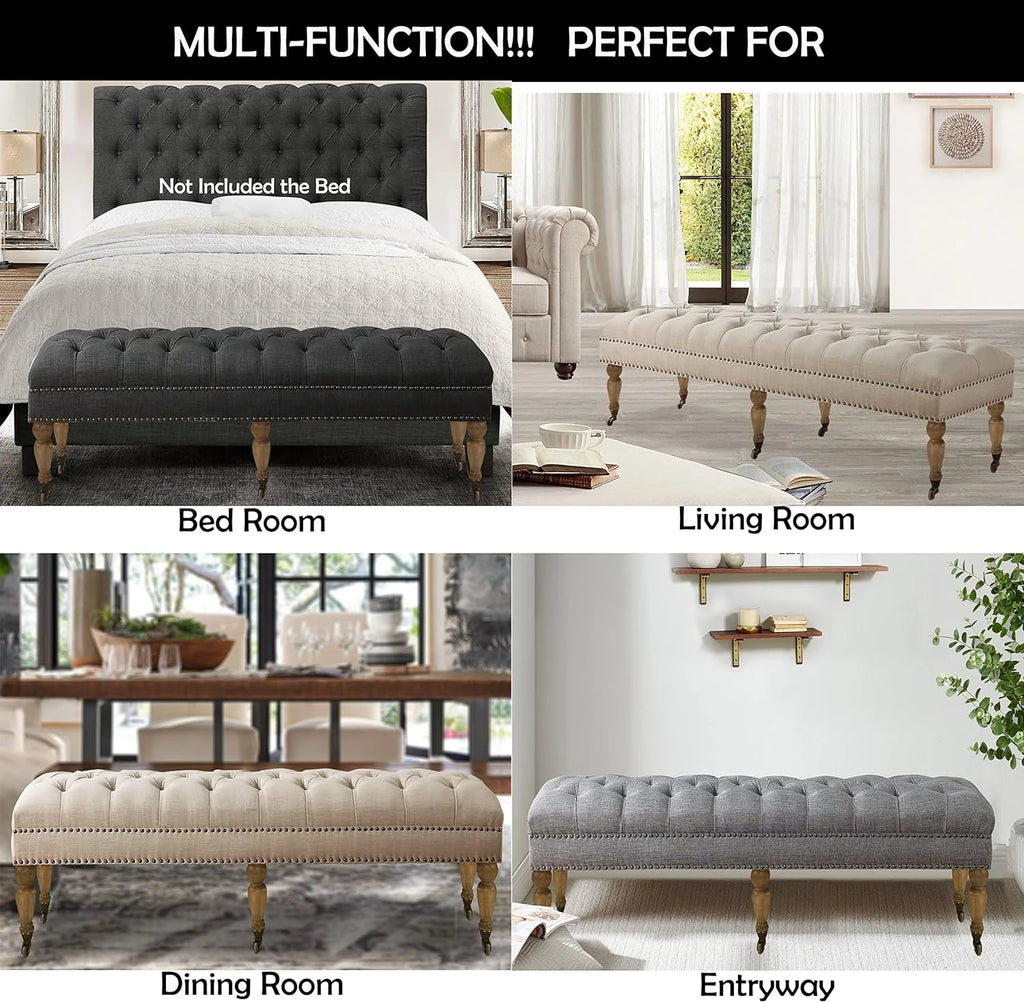 Upholstered Polyester Tufted Rectangular Bench W221726
