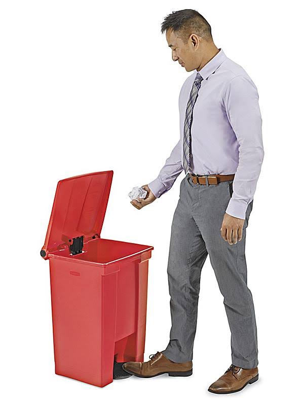 Red 12 gal Polyethylene Trash Can with Foot Pedal B12212