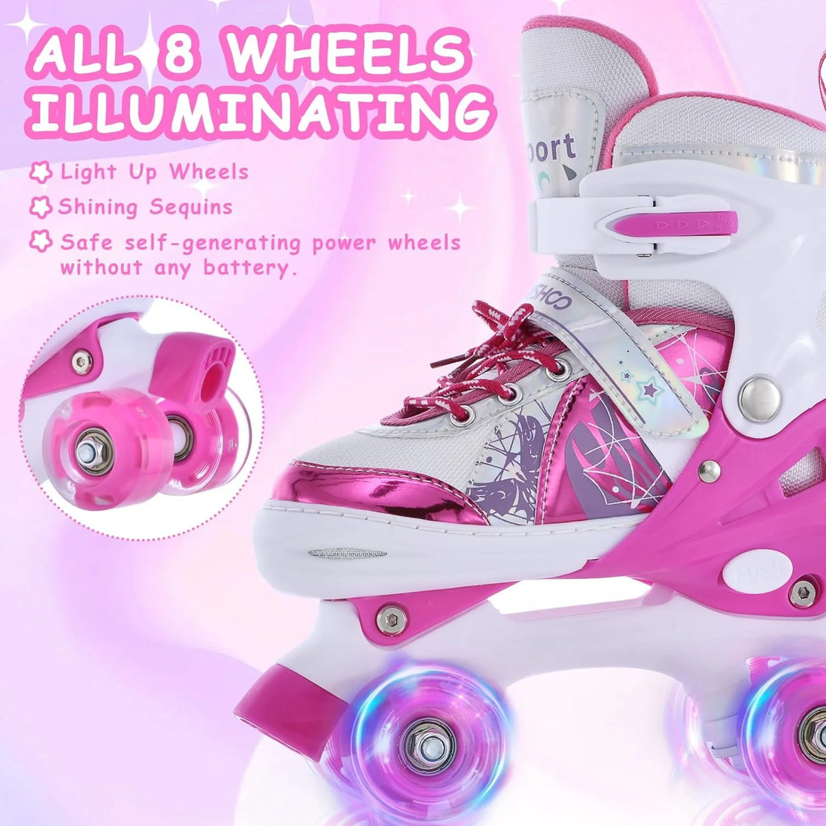Adjustable Light Up Purple Roller Skates Z28980
