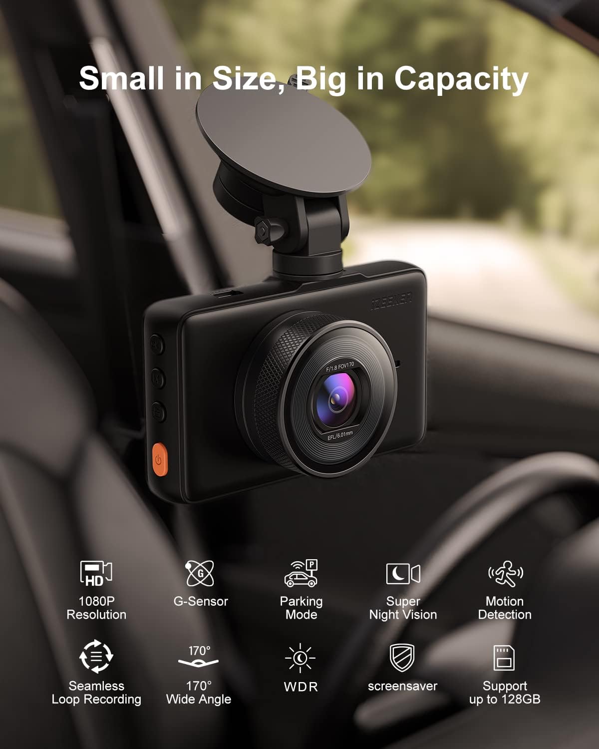Dash Cam 1080P with 3 Inch LCD Screen, 170° Wide Angle, Pack of 2 U392
