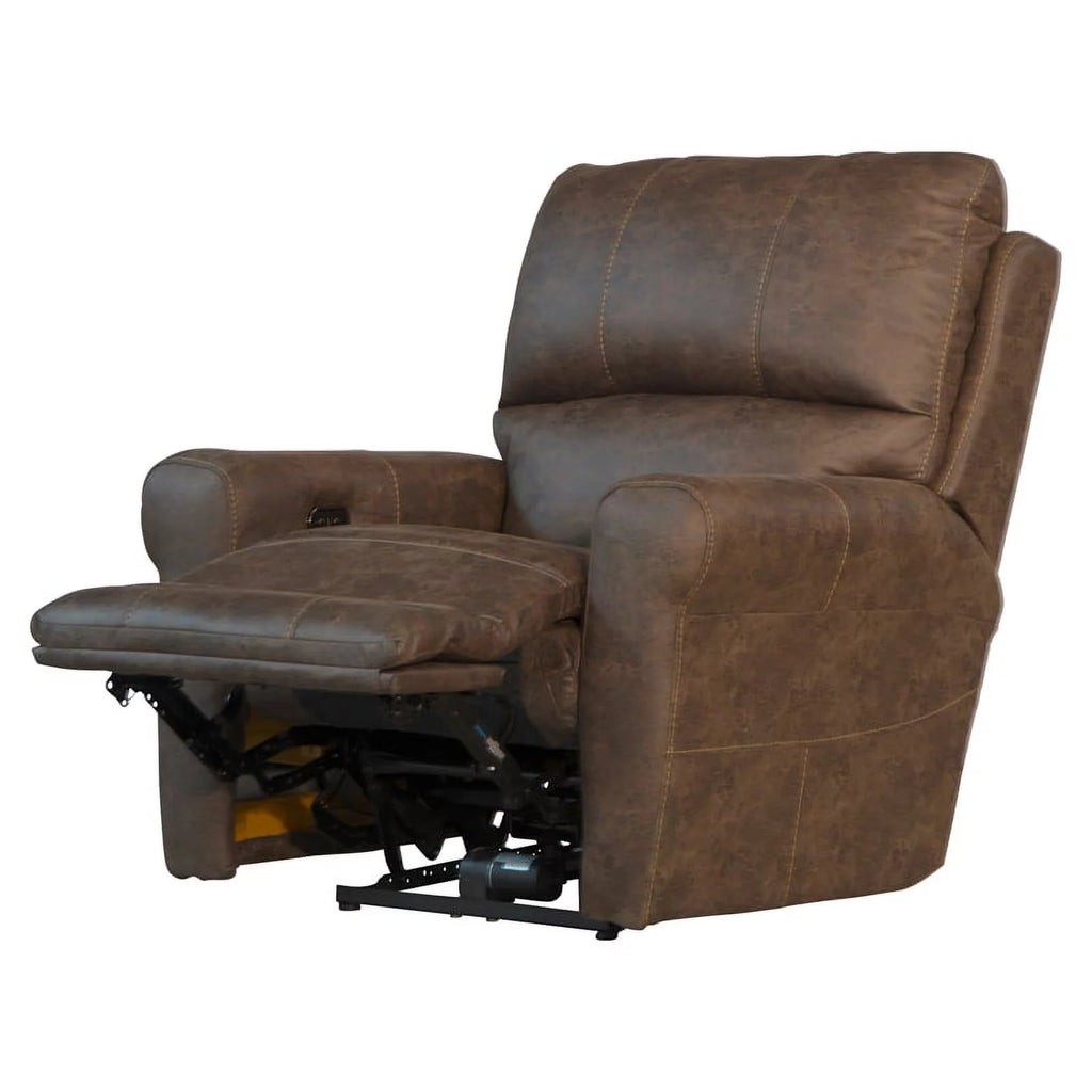Brown Polyester Fabric Power Recliner A741