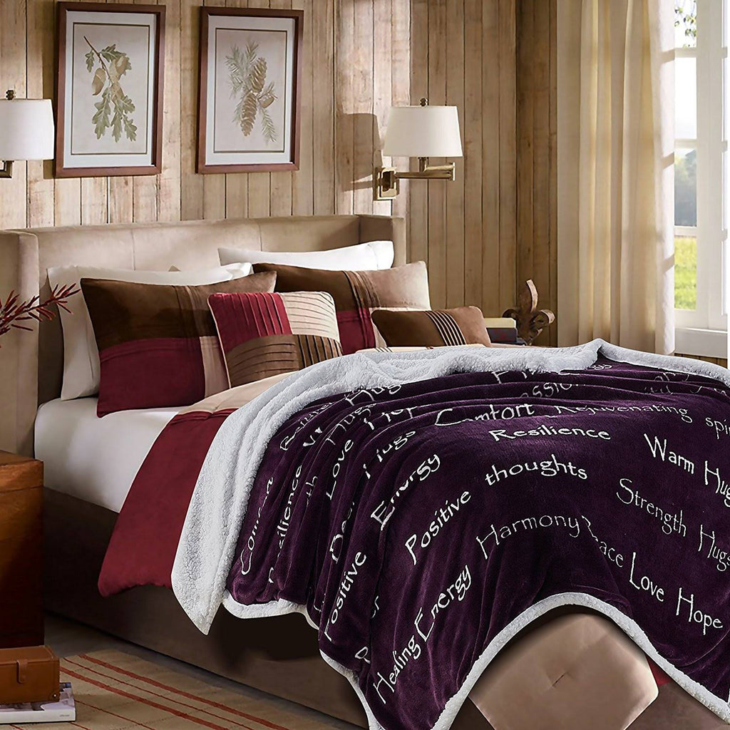 King Bed Violet Purple Sherpa Microfiber Blanket O26267