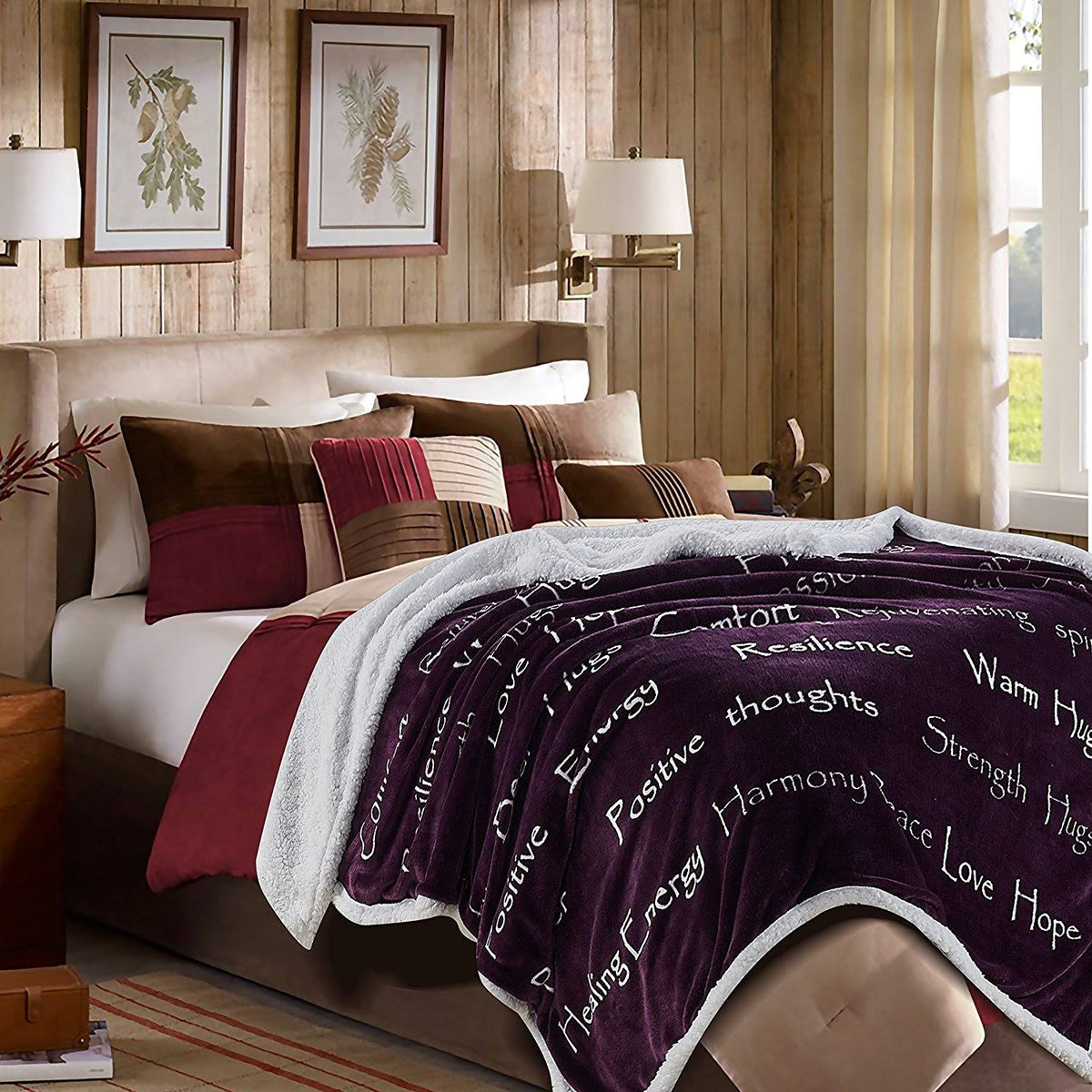 King Bed Violet Purple Sherpa Microfiber Blanket O26267