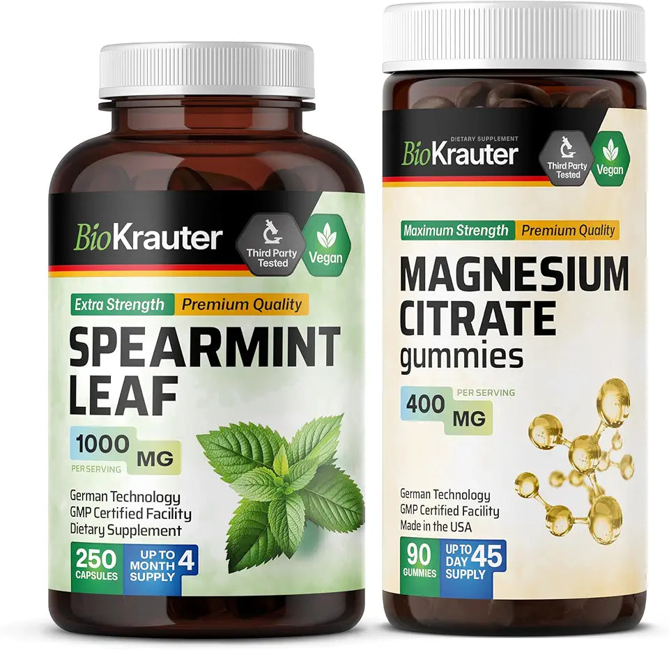 Spearmint 250 Capsules & Magnesium 90 Gummies A650