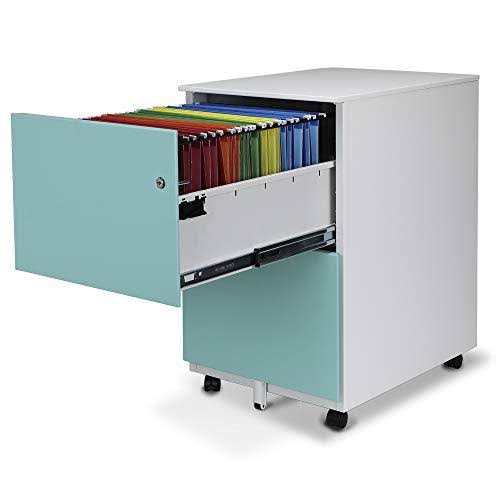 Blue 2-Drawer Metal Mobile File Cabinet E167172
