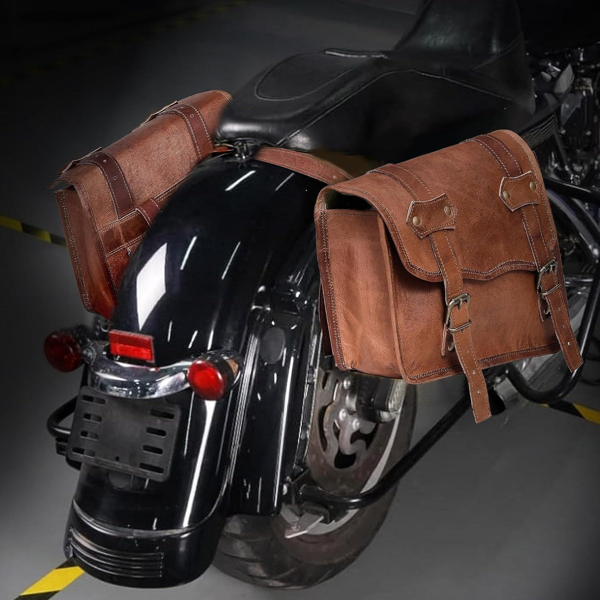 Leather Motorcycle Saddlebags (Set of 2) Y129