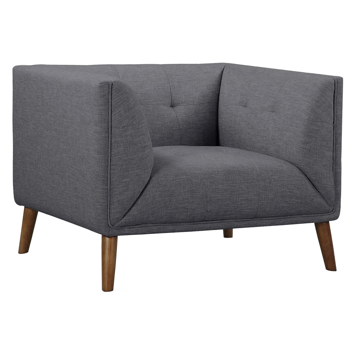 Gray Button-Tufted Linen Fabric Sofa Chair T60730