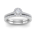 10k White Gold Diamond Halo Bridal Set Engagement Ring L8160