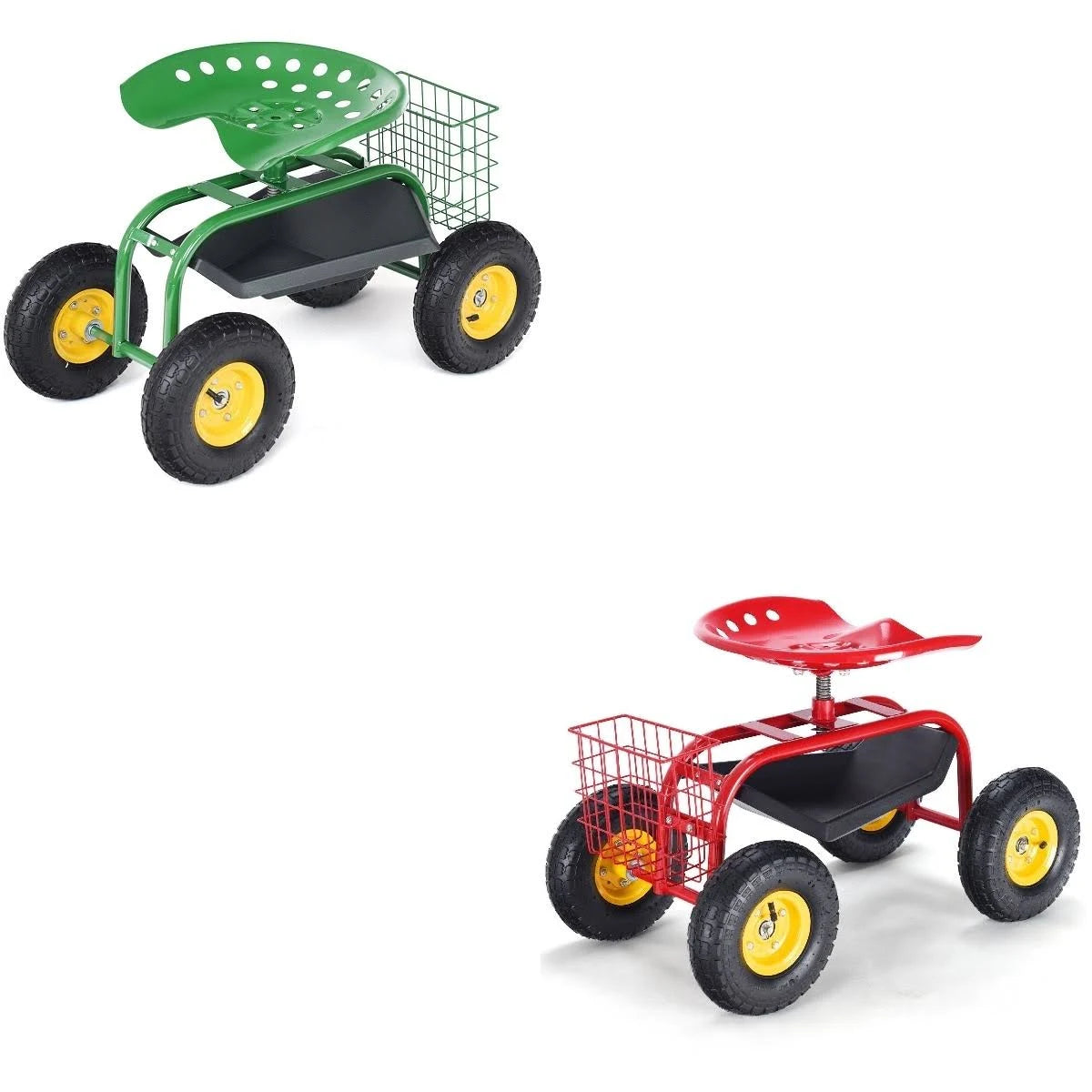 Red Rolling Gardening Cart with Work Seat V6200