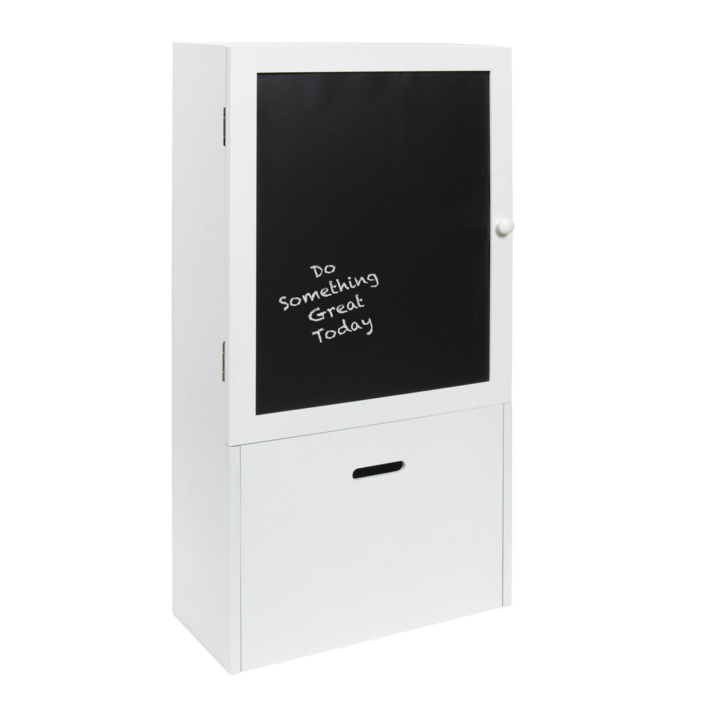Black Wall Storage Cabinet with Magnetic Chalkboard Front and Pull-Out Drawer Z734