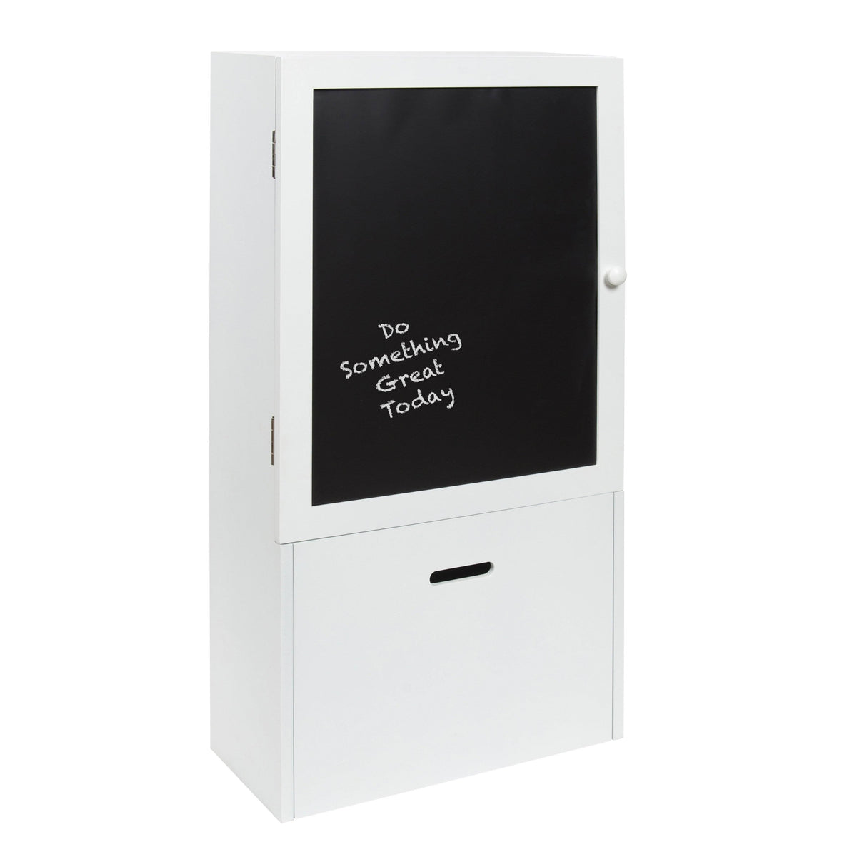 Black Wall Storage Cabinet with Magnetic Chalkboard Front and Pull-Out Drawer Z734