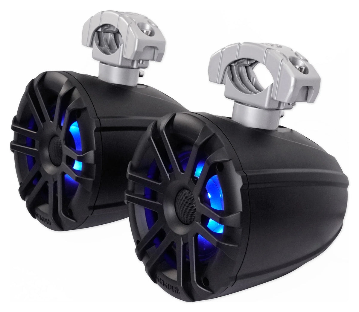 6.5" White LED Wakeboard Tower Speakers with Amplifier and Wires Q2188