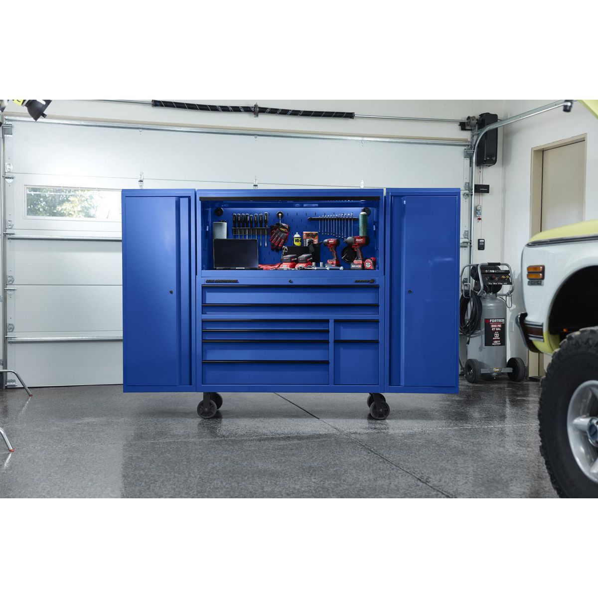 56 in. x 22 in. Blue Work Center Hutch C980