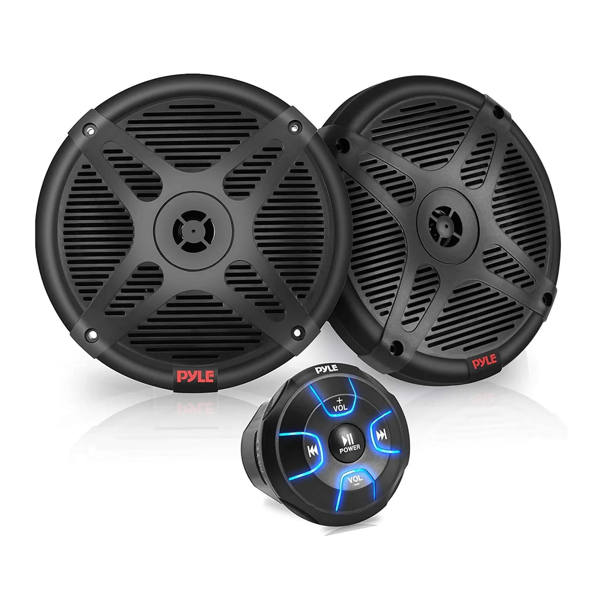 Black 6.5 Marine Speakers with Bluetooth Remote Control 2 Pack D542640