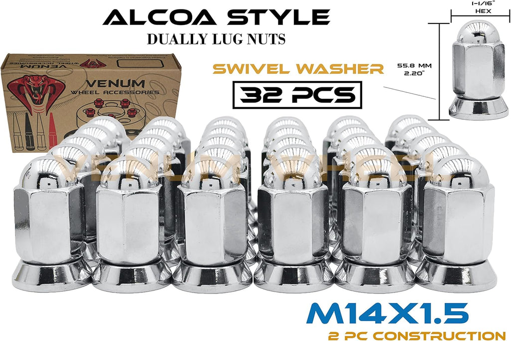 16 Pc Chrome Lug Nuts M14x1.5 Thread Pack of 2 A7252