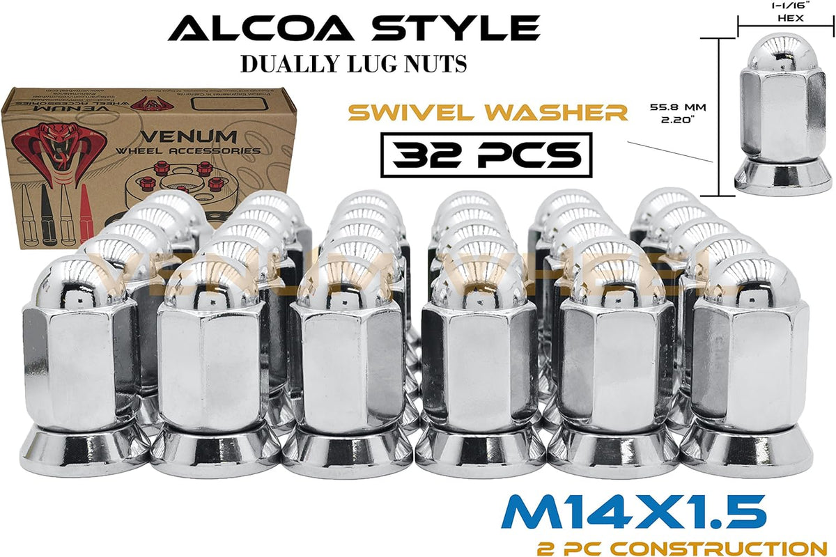 16 Pc Chrome Lug Nuts M14x1.5 Thread Pack of 2 A7252