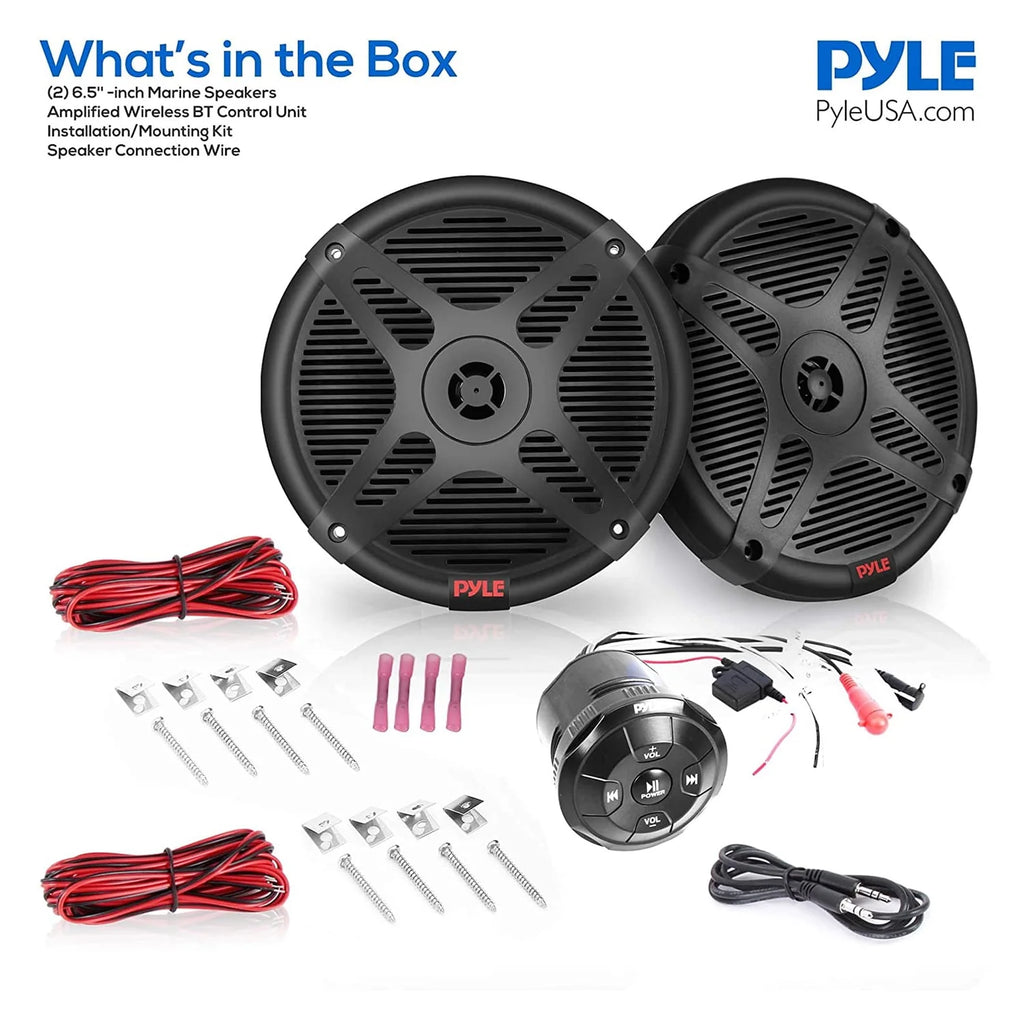 Black 6.5 Marine Speakers with Bluetooth Remote Control 2 Pack D542640