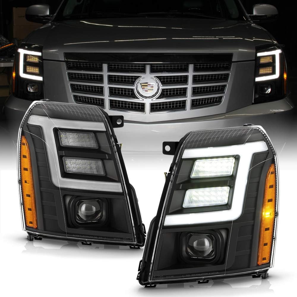 2007-2014 Cadillac Escalade Black Housing LED Projector Headlights Set O637