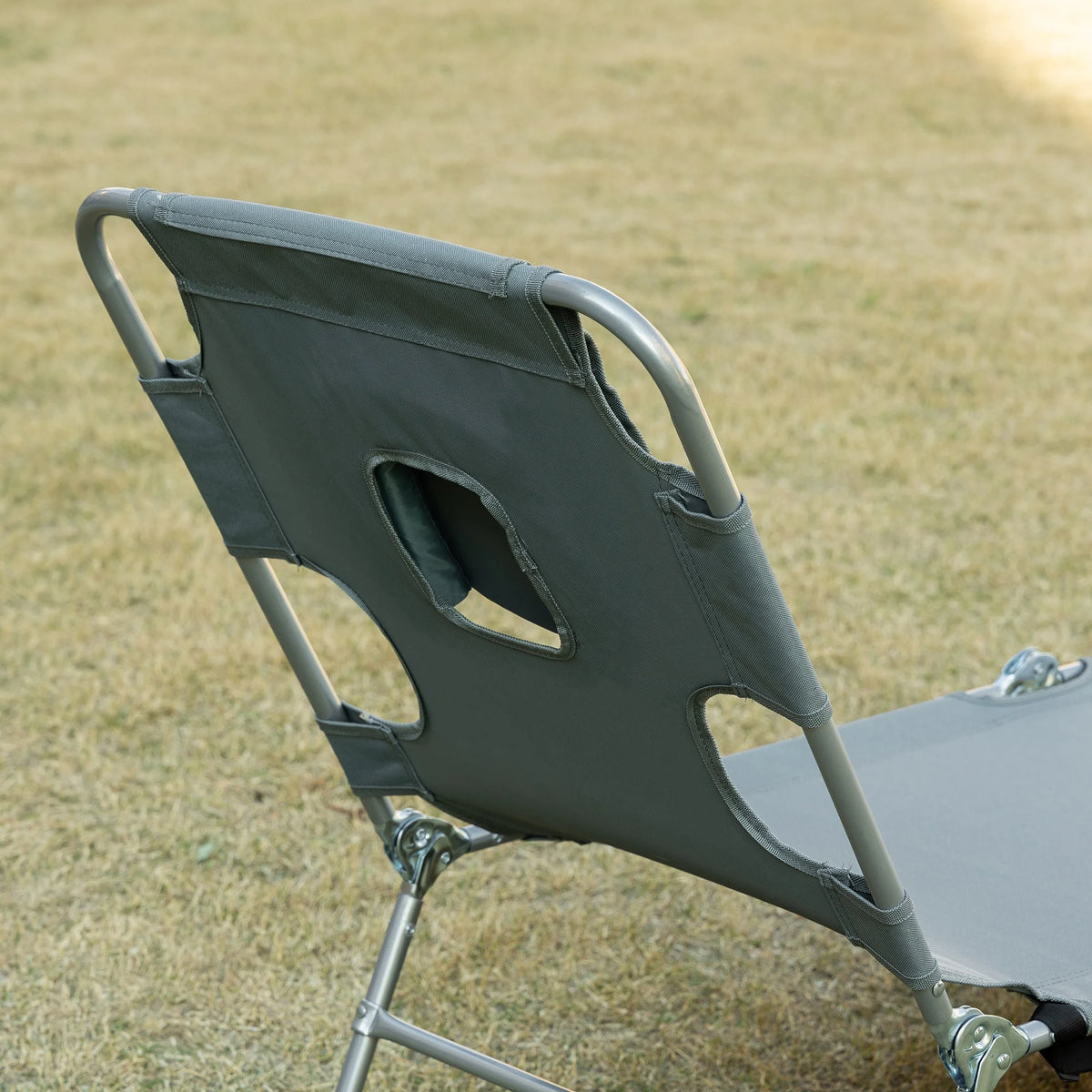 Folding Outdoor Lounge with Face Hole, Gray W6930