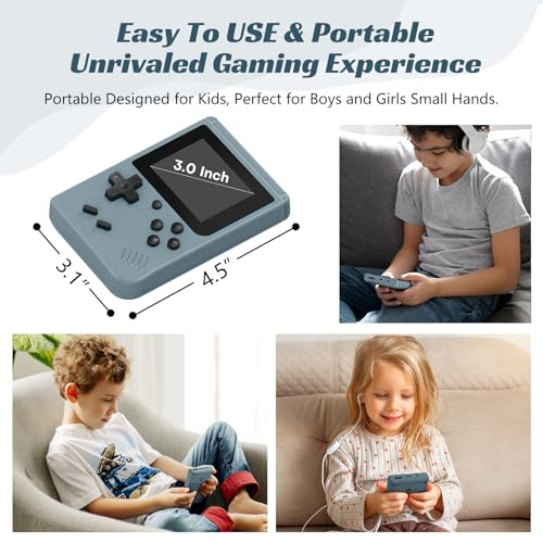 Gray Retro Handheld Games Console with 400 Video Games and 3.0 Inch IPS Screen E834