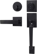 Matte Black Front Door Handle Set with Deadbolt and Lever Handle, Pack of 2 Y532245