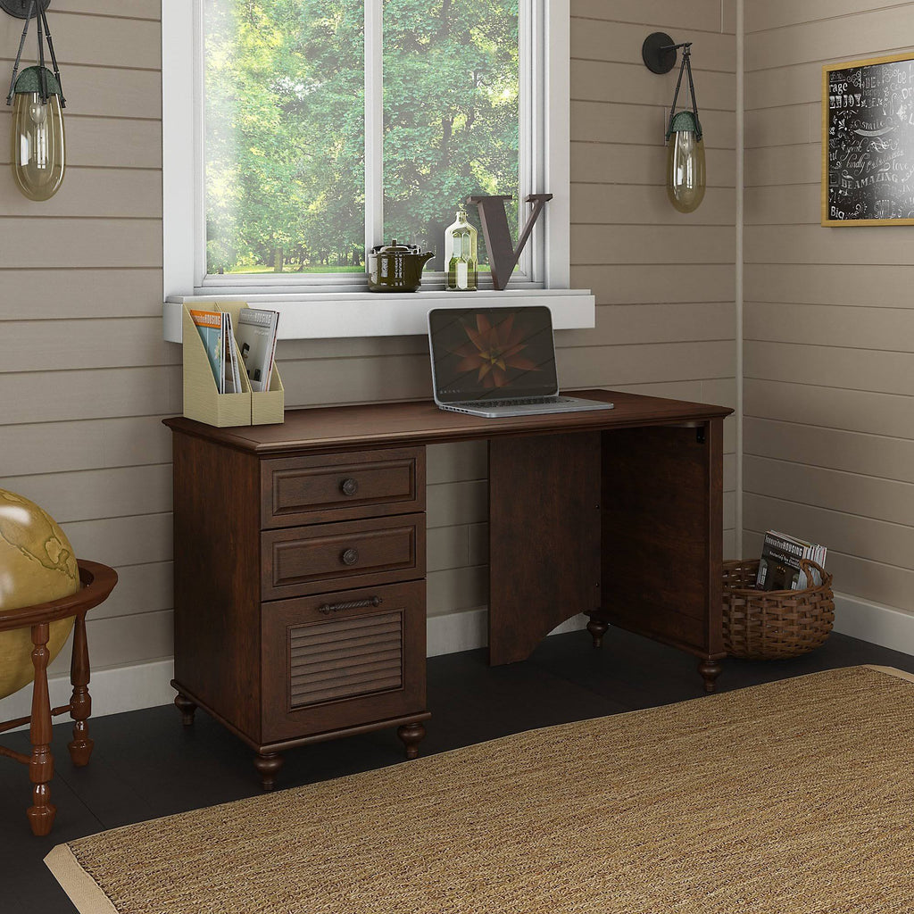 51x22 Desk with File Cabinet, Coastal Cherry C52743