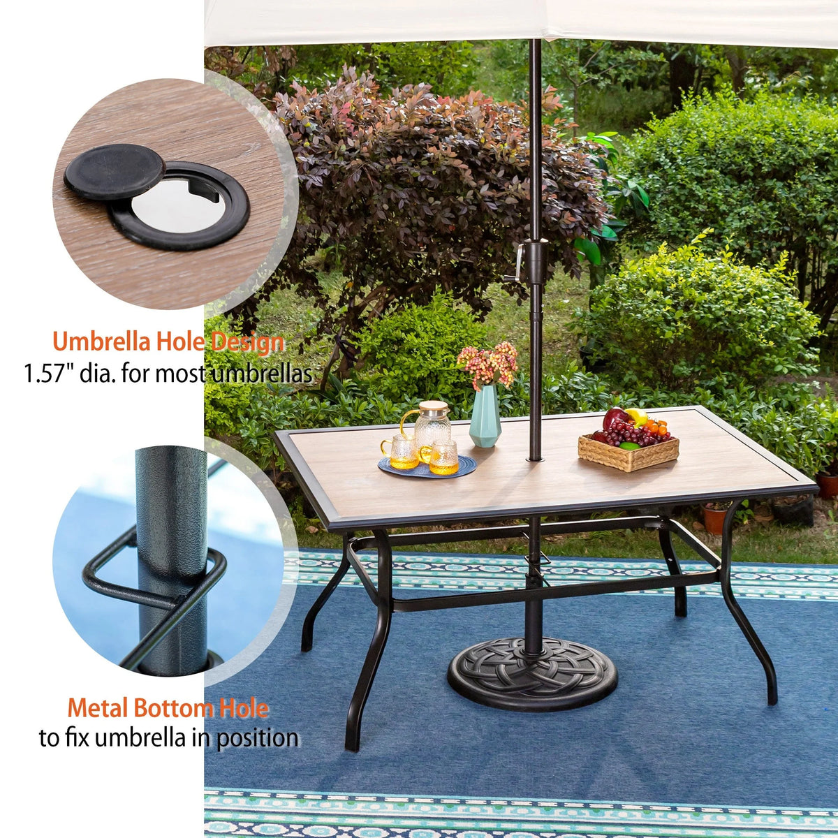 7 Piece Outdoor Patio Dining Set Swivel Chairs and Teak Wood Table P804321