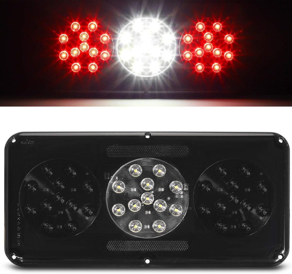 1Pc Rectangular Red Triple LED Trailer Tail Light Clear Lens Z689442