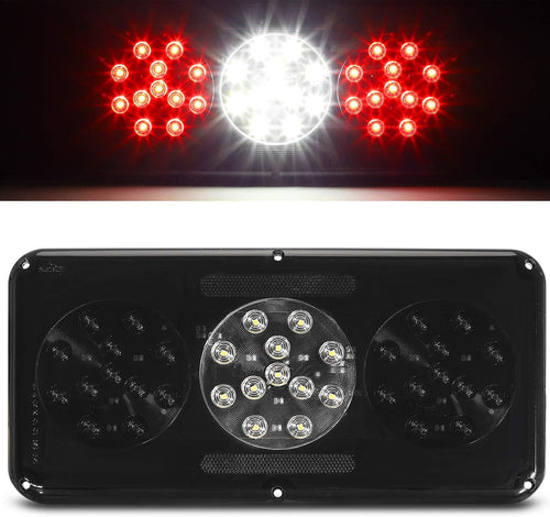 1Pc Rectangular Red Triple LED Trailer Tail Light Clear Lens Z689442
