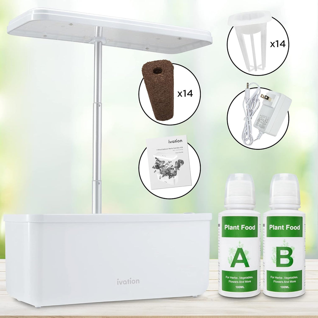 7-Pod Indoor Hydroponics Growing System Kit with LED Grow Light G4246
