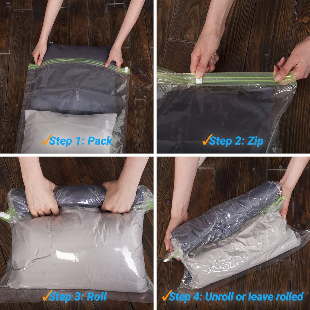 8 Space Saver Bags Roll-Up Compression Packing B1430