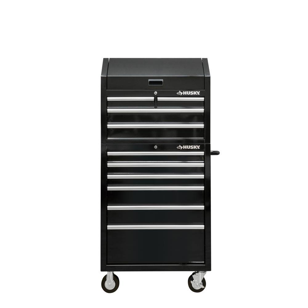 30 in. 10-Drawer Tool Chest and Rolling Cabinet Set in Gloss Black P408