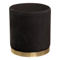 Black Velvet Round Accent Ottoman P9177