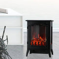 Electric Fireplace Stove with 3D Flame, Adjustable Thermostat, Metal Black 1500W J85119