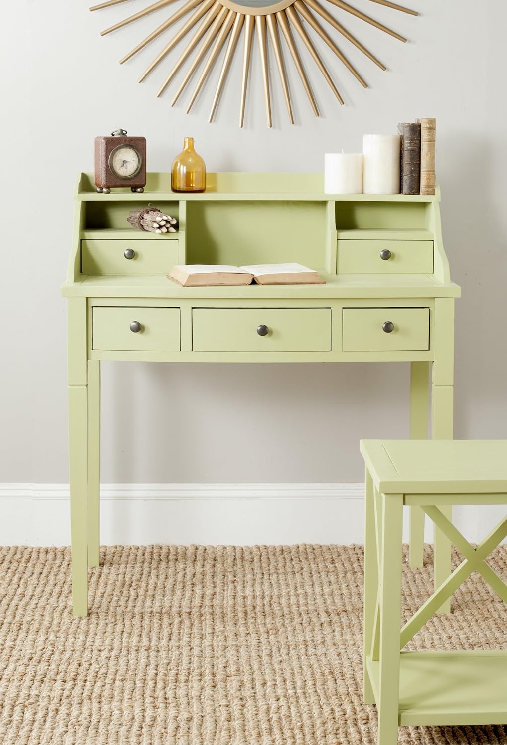 Distressed Black Writing Desk L175